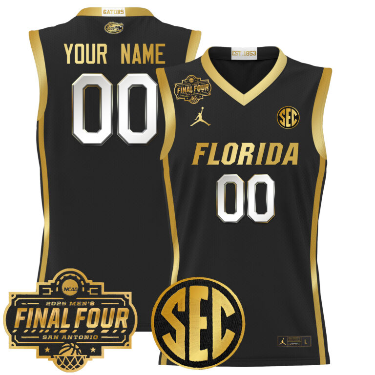 Men Florida Gators 2025 Final Four Patch NCAA black Custom Jersey->customized ncaa jersey->Custom Jersey